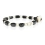 GERBA - COLLEZIONE STRANGE STONE - BRACCIALE IN ARGENTO 925 , AGATA NERA LUCIDA , MURRINA AVORIO