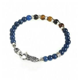 GERBA - COLLEZIONE MOSCH - BRACCIALE CON GANCIO , SODALITE E OCCHIO DI TIGRE