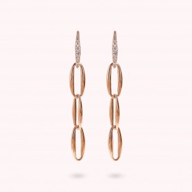 BRONZALLURE - ORECCHINI PENDENTI MAGLIE MARQUISE ED ELEMENTO IN PAVE' DI CUBIC ZIRCONIA