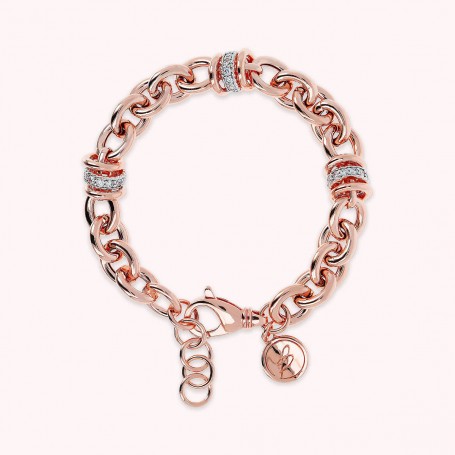 BRONZALLURE - BRACCIALE CATENA ROLO E RONDELLE PAVE' IN CUBIC ZIRCONIA