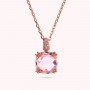 BRONZALLURE - COLLANA CATENA ROLO CON PRISMA GEM QUADRATA E PAVE'