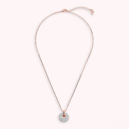 BRONZALLURE - COLLANA CATENA ROLO CON CIONDOLO TONDO TRAFORATO E PAVE' IN CUBIC ZIRCONIA