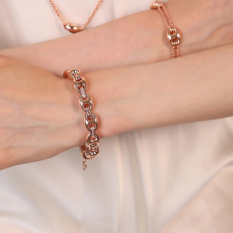 BRONZALLURE - BRACCIALE MAGLIA MARINA CON ELEMENTI IN PAVE' DI CUBIC ZIRCONIA