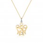 ROBERTO GIANNOTTI - COLLANA CON PENDENTE ANGELO CON CUORI DOUBLE FACE IN ORO BIANCO E ORO GIALLO