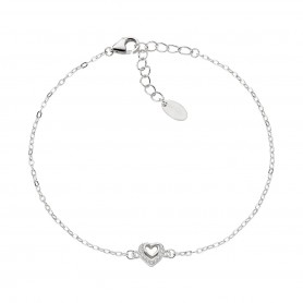 AMEN - BRACCIALE DUE CUORI CON ZIRCONI BIANCHI