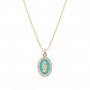 AMEN - COLLANA MINI MEDAGLIA MIRACOLOSA SMALTATA TURCHESE