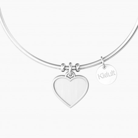 KIDULT - COLLEZIONE CUORE - BRACCIALE RIGIDO CON CIONDOLO E FRASE "TI VOGLIO BENE"