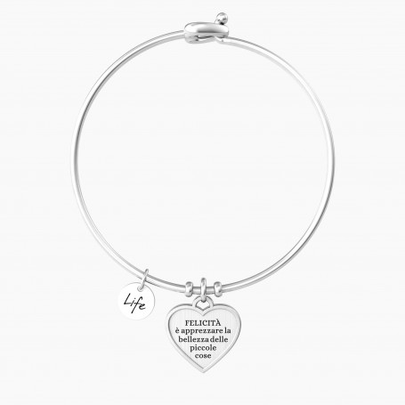 KIDULT - COLLEZIONE CUORE FELICITA' - BRACCIALE RIGIDO CON CIONDOLO A FORMA DI CUORE