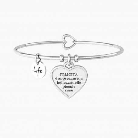 KIDULT - COLLEZIONE CUORE FELICITA' - BRACCIALE RIGIDO CON CIONDOLO A FORMA DI CUORE