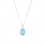 AMEN - COLLANA RODIATA MINI MEDAGLIA MIRACOLOSA SMALTATA TURCHESE