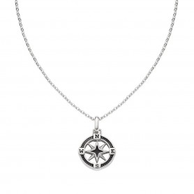 AMEN - COLLANA ROSA DEI VENTI IN ACCIAIO E SMALTO
