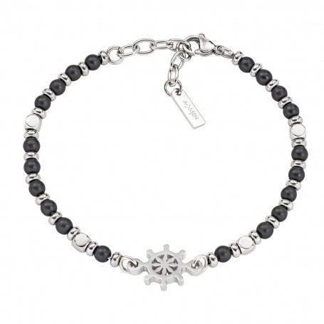 AMEN - BRACCIALE TIMONE IN ACCIAIO E ONICE