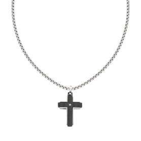 AMEN - COLLANA CROCE IN ACCIAIO E ZIRCONE