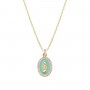 AMEN - COLLANA MINI MEDAGLIA MIRACOLOSA SMALTATA VERDE MARE