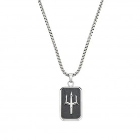 AMEN - COLLANA CON TARGHETTA TRIDENTE IN ACCIAIO BICOLORE