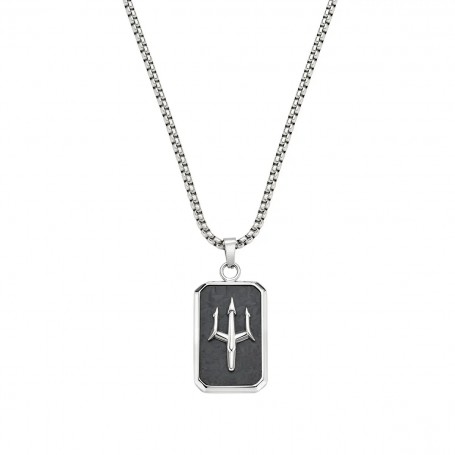 AMEN - COLLANA CON TARGHETTA TRIDENTE IN ACCIAIO BICOLORE