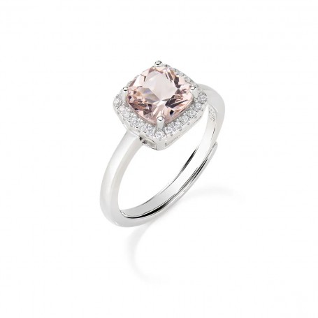 AMEN - ANELLO LADY REGOLABILE CON MORGANITE TAGLIO RADIANT