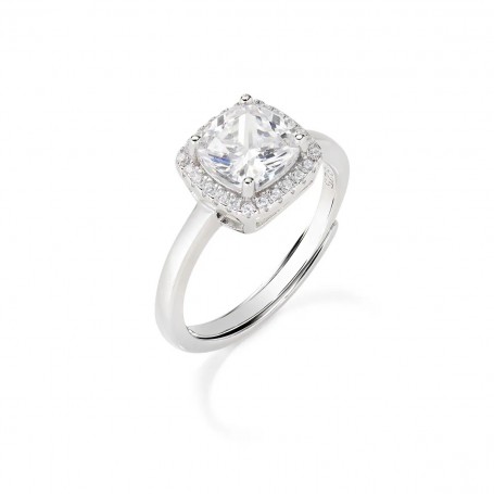 AMEN - ANELLO LADY REGOLABILE CON ZIRCONE BIANCO TAGLIO RADIANT