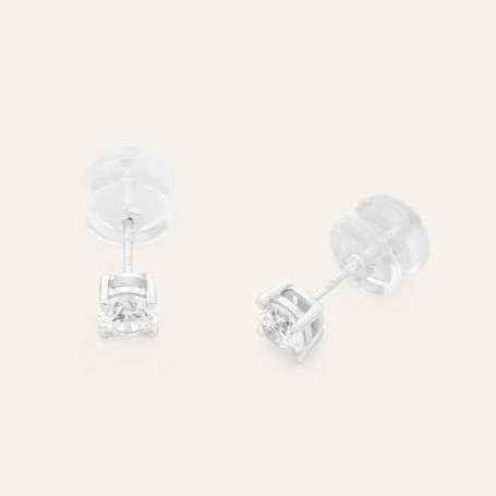 STROILI - ORECCHINI LOBO PUNTO LUCE CLAIRE ORO BIANCO CUBIC ZIRCONIA