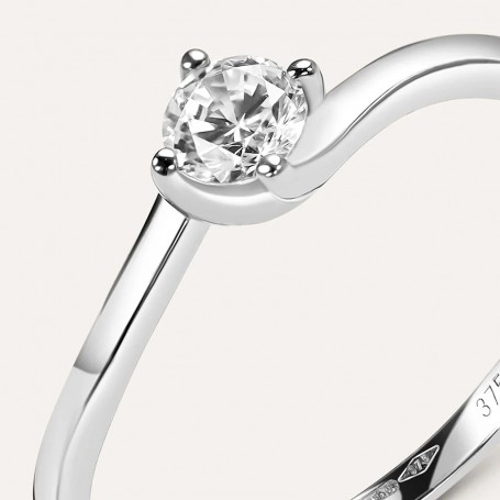 STROILI - ANELLO SOLITARIO CLAIRE ORO BIANCO CUBIC ZIRCONIA