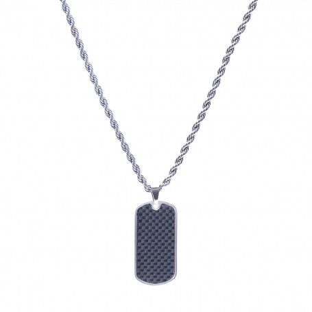 AMEN - COLLANA EMOTION TARGHETTA CON TEXTURE NERA