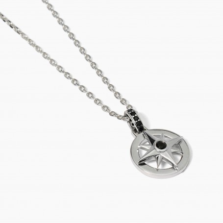 MABINA - COLLEZIONE JOURNEY - COLLANA IN ARGENTO CON ROSA DEI VENTI