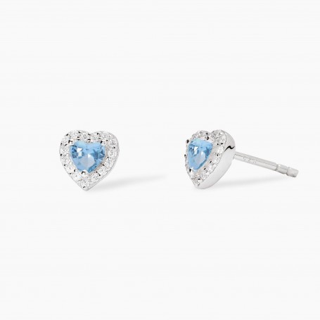 MABINA - COLLEZIONE LOVE AFFAIR - ORECCHINI CON ACQUAMARINA SINTETICA TAGLIO CUORE