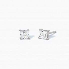 MABINA - COLLEZIONE SHINY - ORECCHINI A LOBO CON ZIRCONE QUADRATO PUNTO LUCE