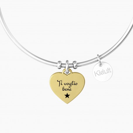 KIDULT - COLLEZIONE ZIA TI VOGLIO BENE - BRACCIALE RIGIDO ZIA CON CIONDOLO CUORE