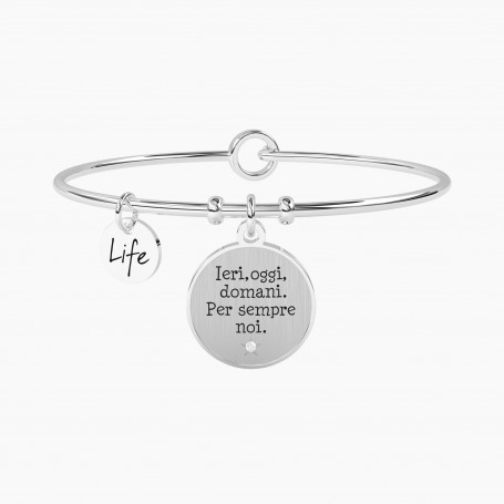 KIDULT - COLLEZIONE IERI OGGI DOMANI. PER SEMPRE NOI - BRACCIALE RIGIDO CON CIONDOLO E SCRITTA