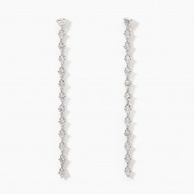 MABINA - COLLEZIONE LONG NIGHT - ORECCHINI PENDENTI TENNIS CON ZIRCONI BIANCHI