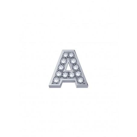 ELEMENTS - CHARM LETTERA A IN ORO BIANCO E DIAMANTI BIANCHI
