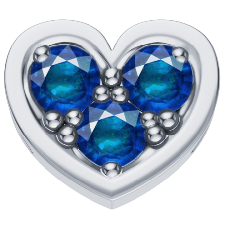 ELEMENTS - CHARM A FORMA DI CUORE IN ORO BIANCO E ZAFFIRO