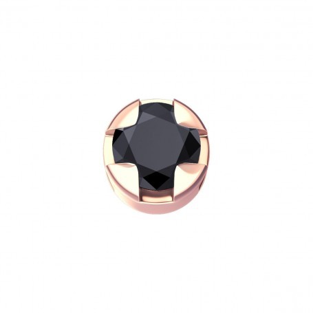 ELEMENTS - CHARM GRIFFE TONDA IN ORO ROSA E DIAMANTE NERO