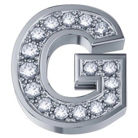 ELEMENTS - CHARM LETTERA G IN ORO BIANCO E DIAMANTI BIANCHI