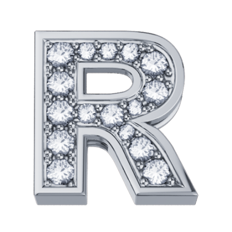 ELEMENTS - CHARM LETTERA R IN ORO BIANCO E DIAMANTI BIANCHI