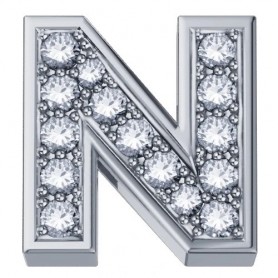 ELEMENTS - CHARM LETTERA N IN ORO BIANCO E DIAMANTI BIANCHI