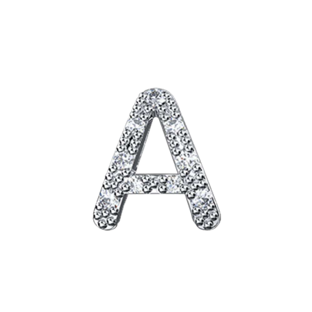 ELEMENTS - CHARM LETTERA A BIG IN ORO BIANCO E DIAMANTI BIANCHI