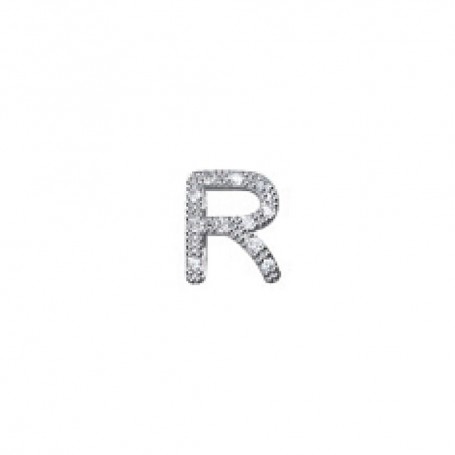 ELEMENTS - CHARM LETTERA R BIG IN ORO BIANCO E DIAMANTI BIANCHI