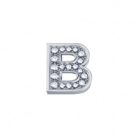 ELEMENTS - CHARM LETTERA B IN ORO BIANCO E DIAMANTI BIANCHI