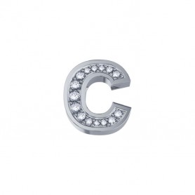 ELEMENTS - CHARM LETTERA C IN ORO BIANCO E DIAMANTI BIANCHI