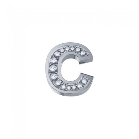ELEMENTS - CHARM LETTERA C IN ORO BIANCO E DIAMANTI BIANCHI