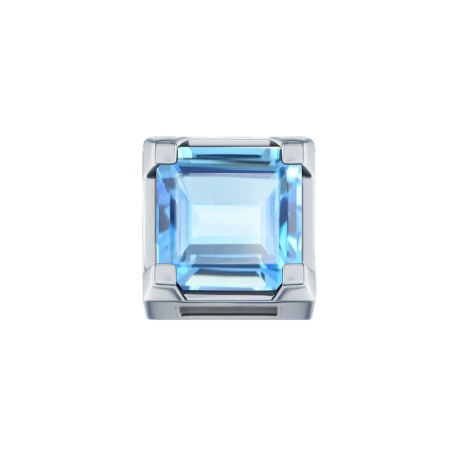 ELEMENTS - CHARM MORSE QUADRATO IN ORO BIANCO TOPAZIO AZZURRO