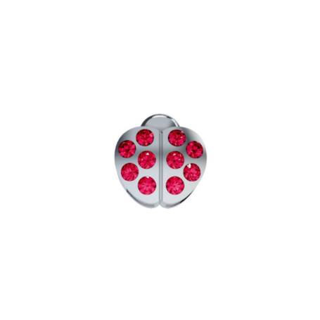 ELEMENTS - CHARM A FORMA DI COCCINELLA IN ORO BIANCO E RUBINI