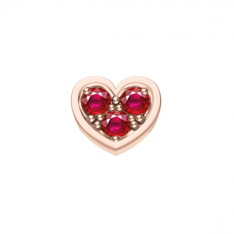ELEMENTS - CHARM A FORMA DI CUORE IN ORO ROSA E RUBINI