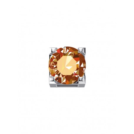 ELEMENTS - CHARM GRIFFE TONDA IN ORO BIANCO E TOPAZIO MADEIRA
