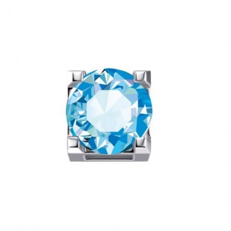 ELEMENTS - CHARM GRIFFE TONDA IN ORO BIANCO E TOPAZIO ICE