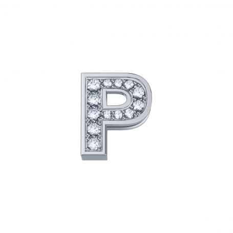 ELEMENTS - CHARM LETTERA P IN ORO BIANCO E DIAMANTI BIANCHI