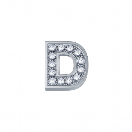 ELEMENTS - CHARM LETTERA D IN ORO BIANCO E DIAMANTI BIANCHI