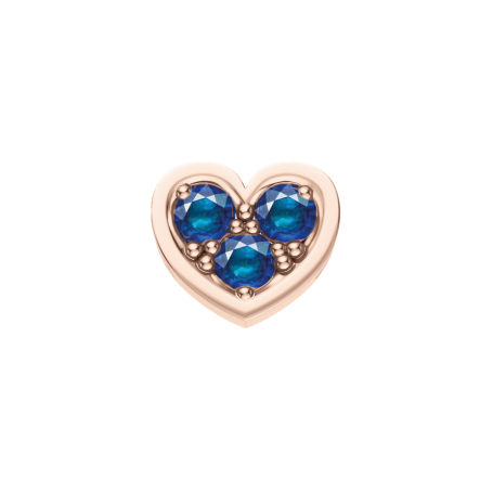 ELEMENTS - CHARM A FORMA DI CUORE IN ORO ROSA E ZAFFIRO